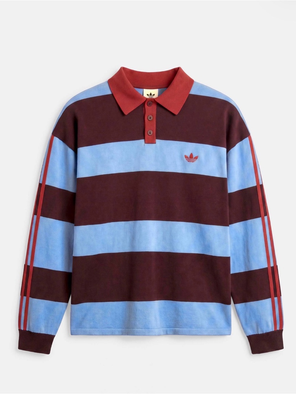 NWT adidas Originals × ASOS rugby polo in blue and brown stripes, Collection 04